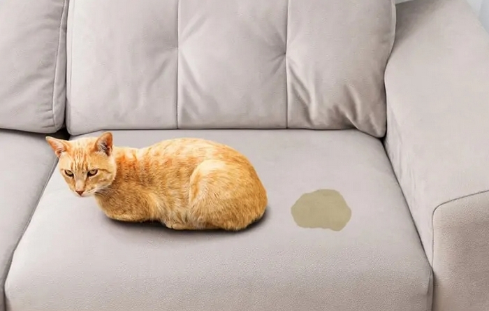 cat pee on a sofa