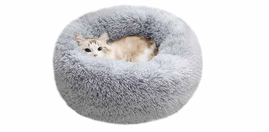 BODISEINT Modern Soft Plush Round Bed For Cats